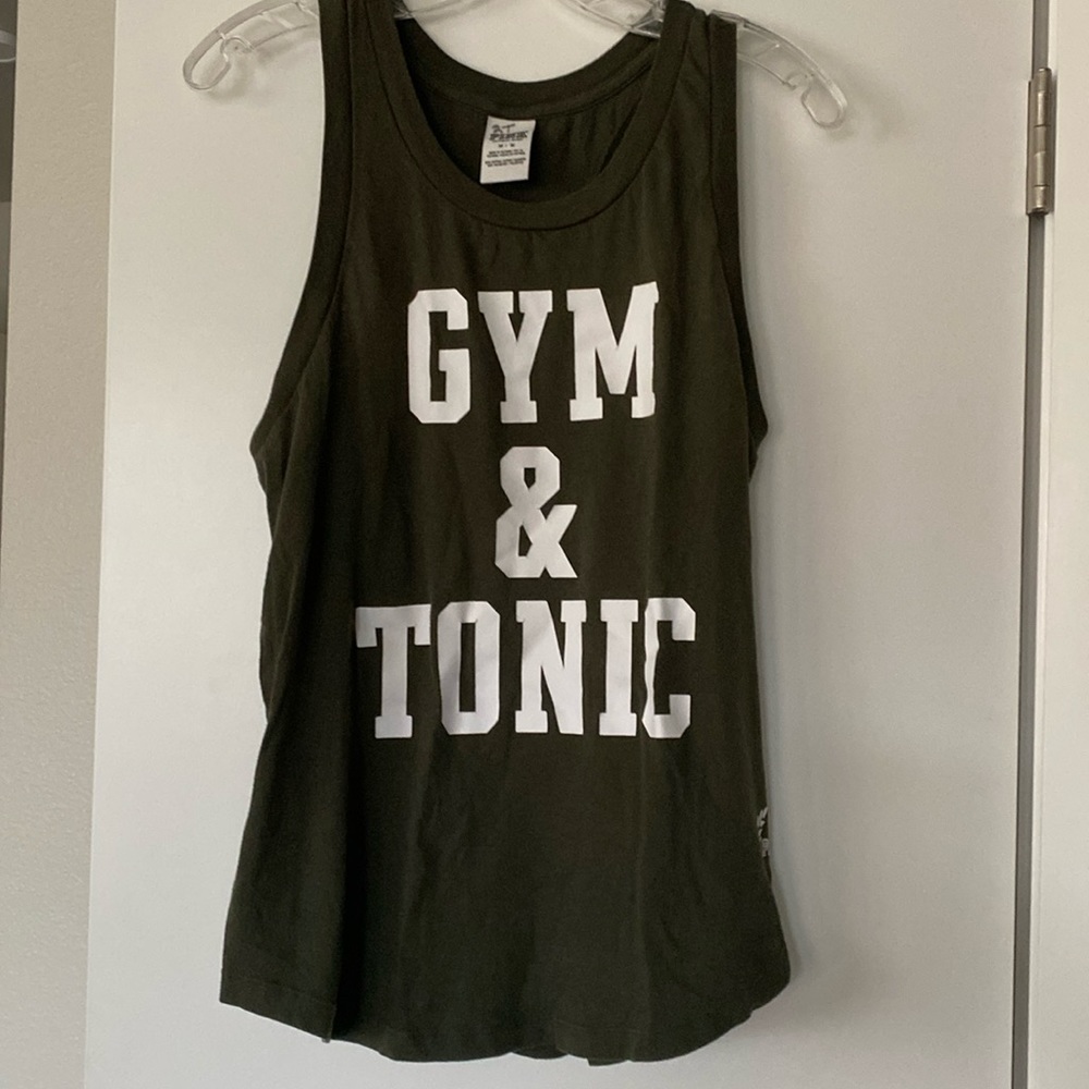 VS PINK Gin Tonic Gym Graphic Oversized Muscle Racerback Tank T Shirt M